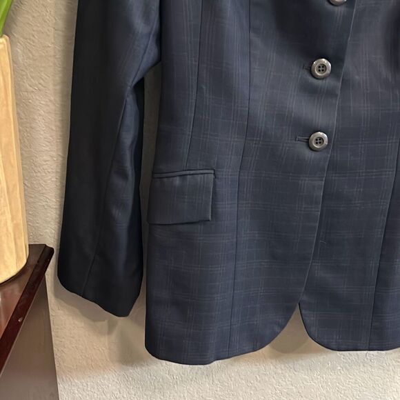 Grand Prix navy blue, horizontal and vertical lines size 14 slim youth - Picture 3 of 16